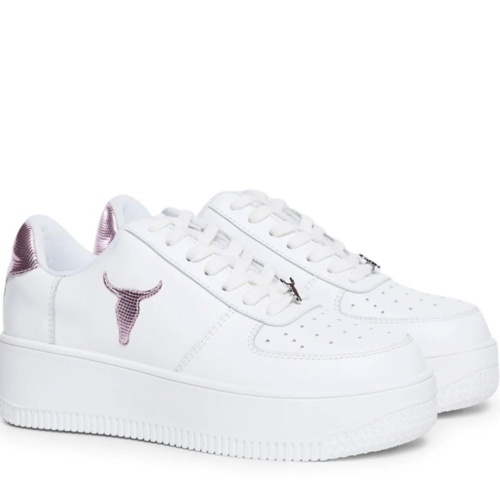 NWOT Windsor Smith | Recharge Flatform Sneakers in Cherry Blossom Reptile/White